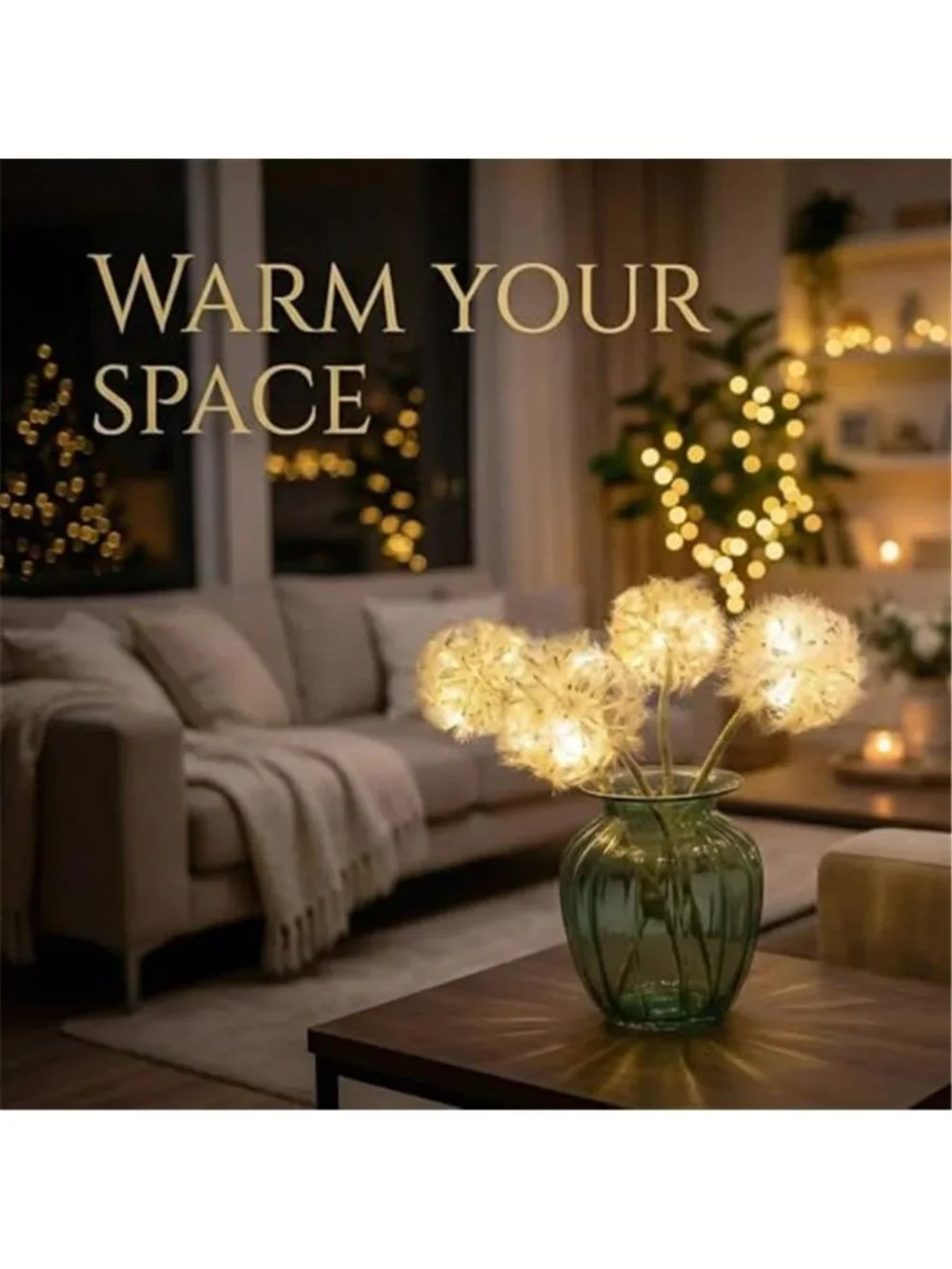 Artificial Dandelion Flowers with LED Lights with Timer Faux Dandelion Flowers